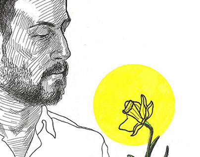 Selfportrait with a narcissus (daffodil).