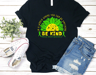 Be Kind Green Ribbon Sunflower Mental Health Awareness