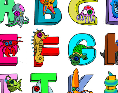Sea creature alphabet for children