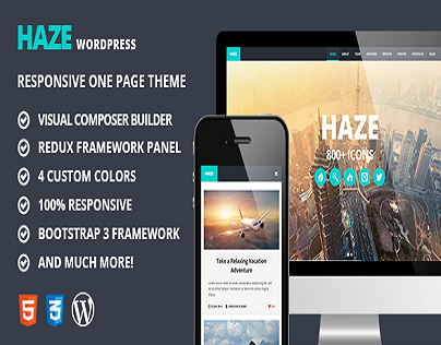 Haze - One Page Retina WordPress Theme