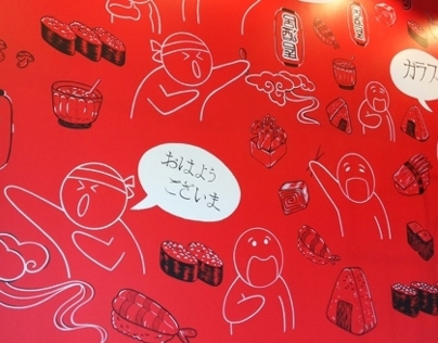 Wall painting Japanese Restaurant.