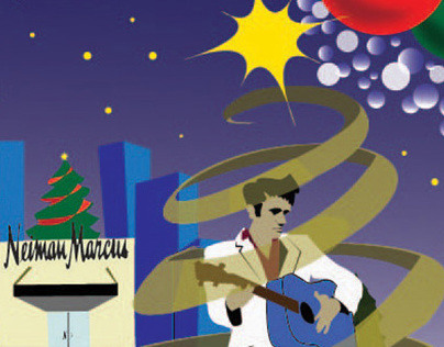 Elvis/ Neiman Marcus Christmas Card Illustration