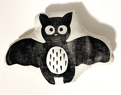 Hand Printed Bat Pillow