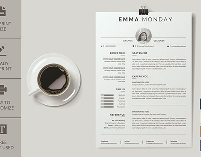 Emma Monday Clean Resume Resume and Cover Letter