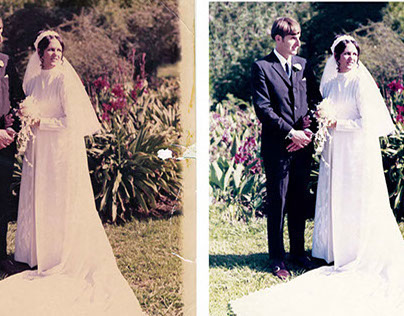 Photo retouch of my grandparent old wedding photo