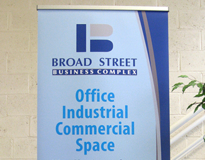 Roll-up banner for Broad Street Business Complex