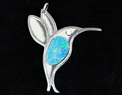 Silver Hummingbird Opal Charm.