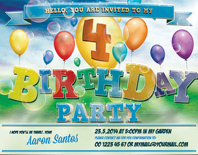  Kids Birthday Invitation Party Flyer