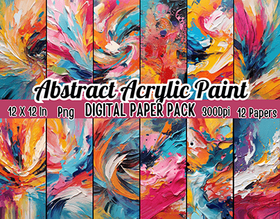 Abstract Acrylic Paint Digital Paper Pack