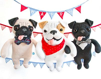 Smiling Dogs, soft art toys