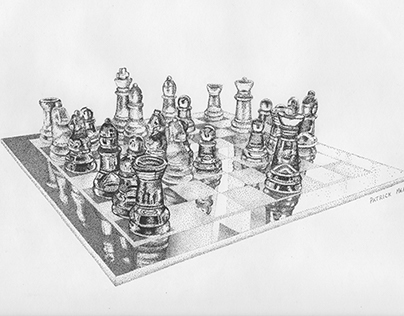 Stipple (Black & White Pointillism) Art Chess Match