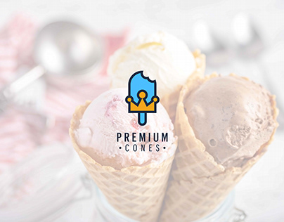 Premium cones, icecream logo,king logo minimalist logo