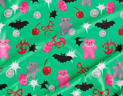 Punk Kitsch textile pattern design