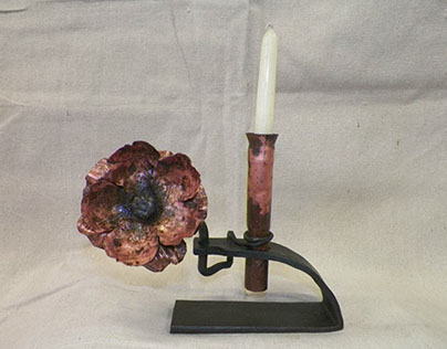 Copper and Steel Candle Holder