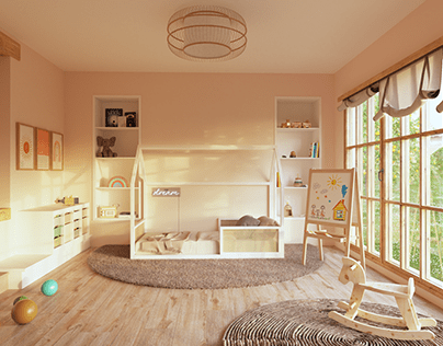 Interiorismo y Visualización 3D habitación infantil