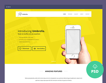 Freebie – Umbrella – Ultimate App Landing Page PSD Temp
