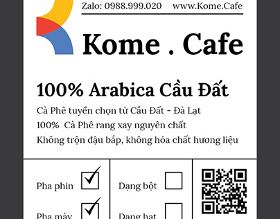 Tem nhãn sản phẩm Kome Cafe