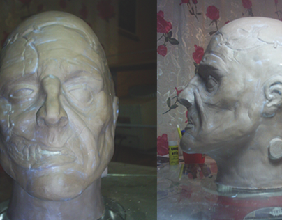 Modelado busto Frankenstein con arcilla