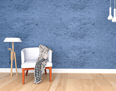Elegant Blue Wall Texture with Chair Interior Design