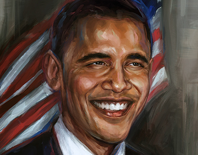 Photoshop Acrylic Painting Of President Obama Portrait