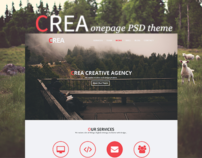 Crea OnePage PSD Template for Creative Agency