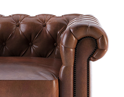 Classical brown leather armchair visualizations