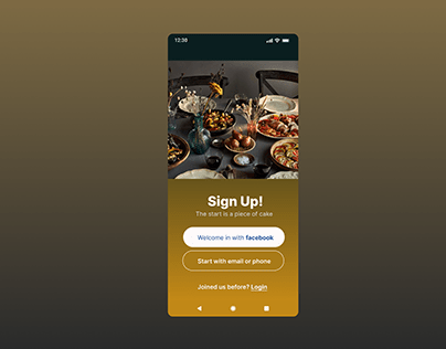 Login page for a food delivery app