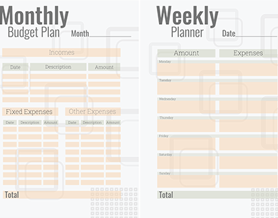 Weekly planner. Monthly budget plan