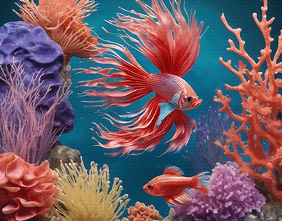 Coral Betta Harmony Art: Captivating Aquatic Beauty