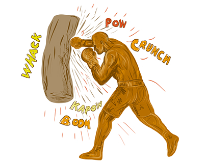 Boxer Hitting Punching Bag Drawing