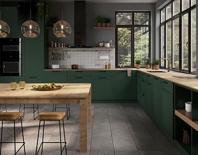 Green minimalism kitchen | Estonia
