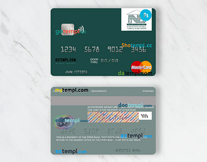 Saint Kitts and Nevis SKNA Bank mastercard template