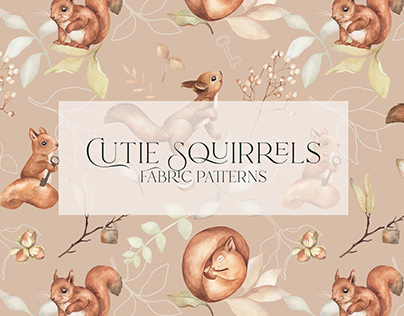 Cutie Squirrels. Watercolor fabric seamless pattern