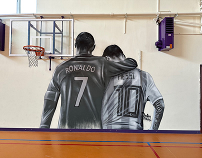 Ronaldo-Messi Mural