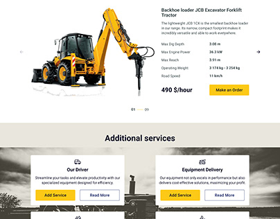 Special equipment landing page