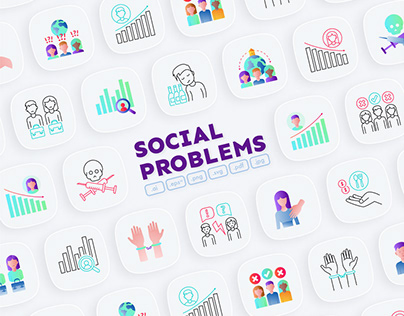 Social Problem | 32 Icons Set Hand Drawn