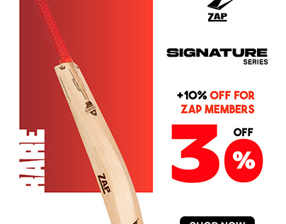 zap cricket signature series bats social media post