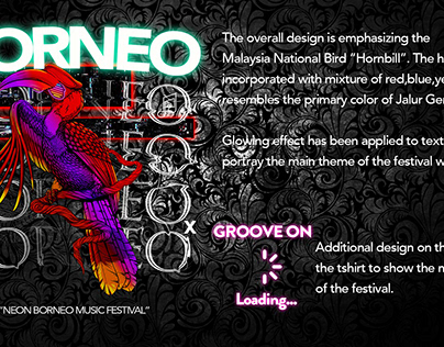 TShirt Design Submission for Neon Borneo Music Festival