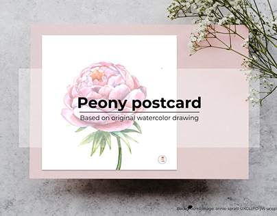 Floral cards. Peony postcard