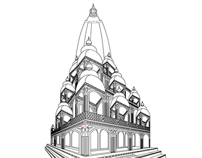 Krishna Mandir Vector Illustration