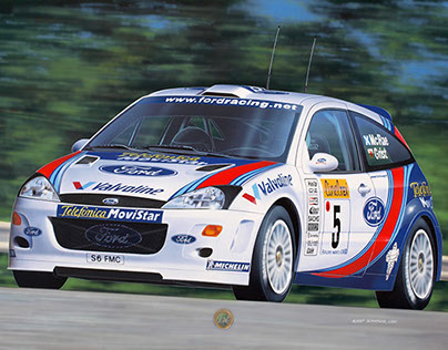 Ford Focus WRC, photorealistic illustration