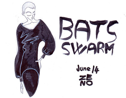 Bats Swarm - Total black outfits sketches