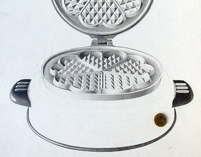 Old waffle iron II, hatching with lead pencils (1982)