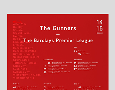 Arsenal 14/15 Fixtures Poster