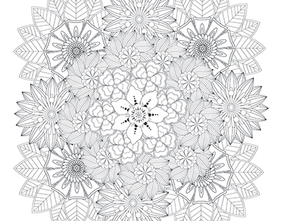 flower mandala with mehndi flowers for doodle ornament