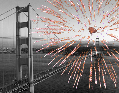 Golden Gate Bridge with a splash of color.