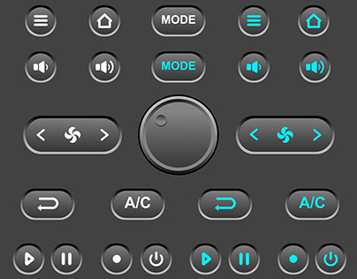 Elegant black button audio playback vector elements