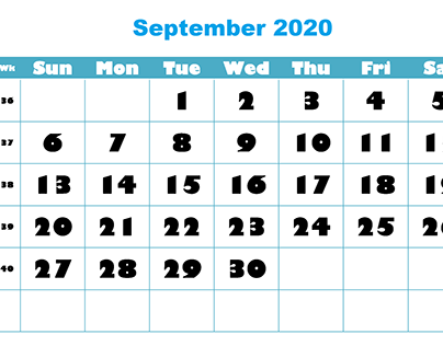 Blank September 2020 Calendar