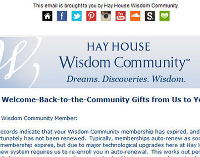 Wisdom Community Renewal Email