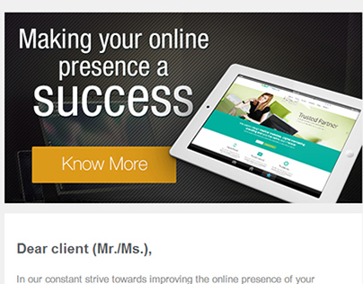 Email Template, Online Presence a success